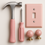 pink hardware and fixtures