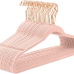 blush pink velvet hangers 50 pack with rose gold swivel hooks slim non slip clothes hangers