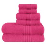 hot pink cotton 6 pack towel set bath hand towels washcloths lightweight