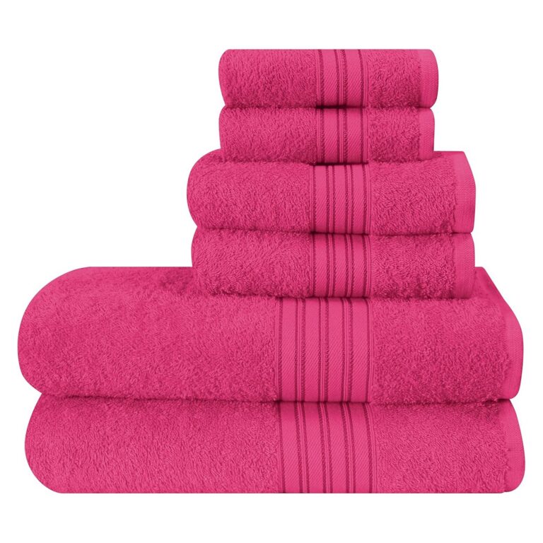 hot pink cotton 6 pack towel set bath hand towels washcloths lightweight