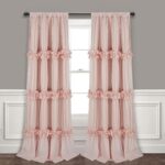 peach pink blackout curtains butterfly ruched boho window panels 54x84 set of 2