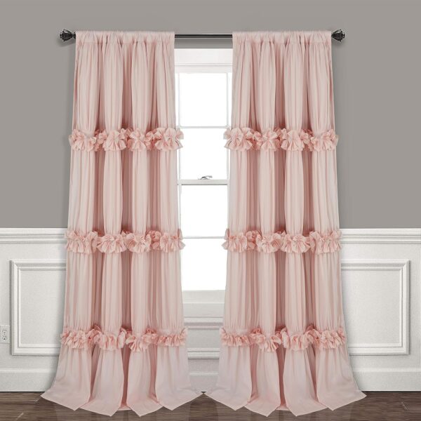 peach pink blackout curtains butterfly ruched boho window panels 54x84 set of 2
