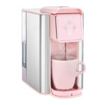 pink single serve coffee maker with removable water reservoir