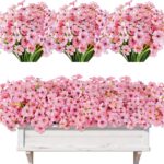 pink artificial flowers 20 bundles UV resistant outdoor fake plants garden decor