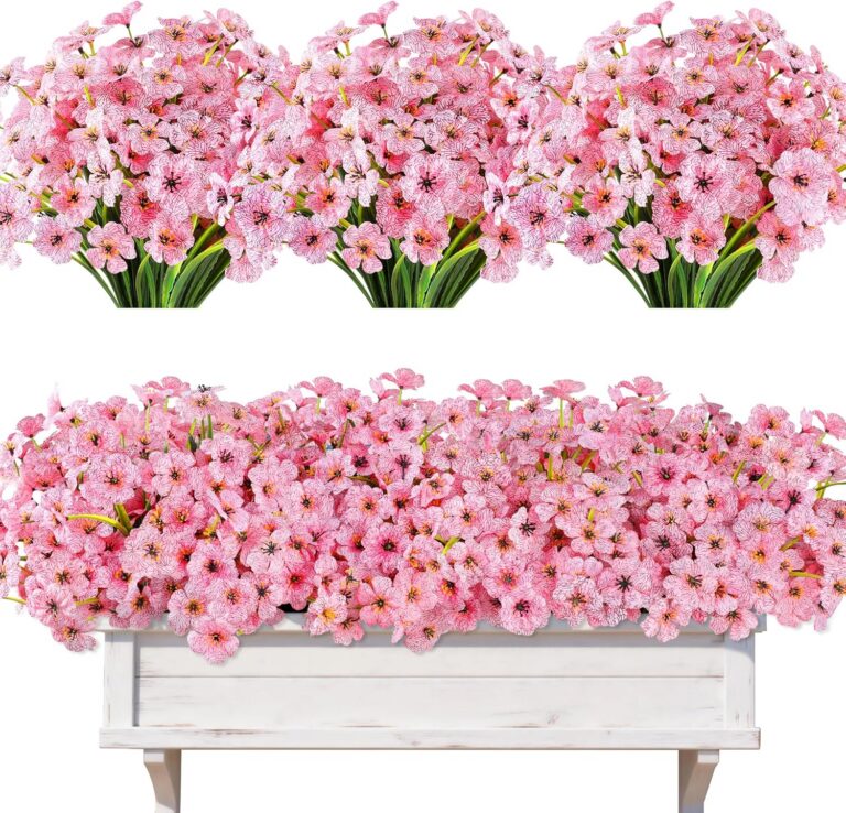 pink artificial flowers 20 bundles UV resistant outdoor fake plants garden decor
