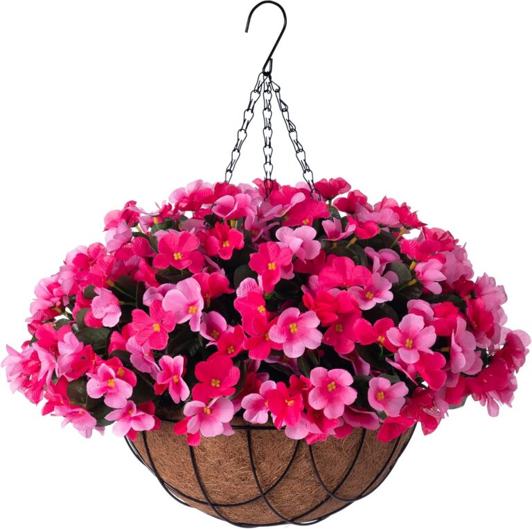 pink artificial hanging flowers basket hydrangea outdoor porch garden decor UV resistant