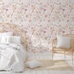 pink boho floral peel and stick wallpaper removable vinyl 17.7 x 118.1 roll