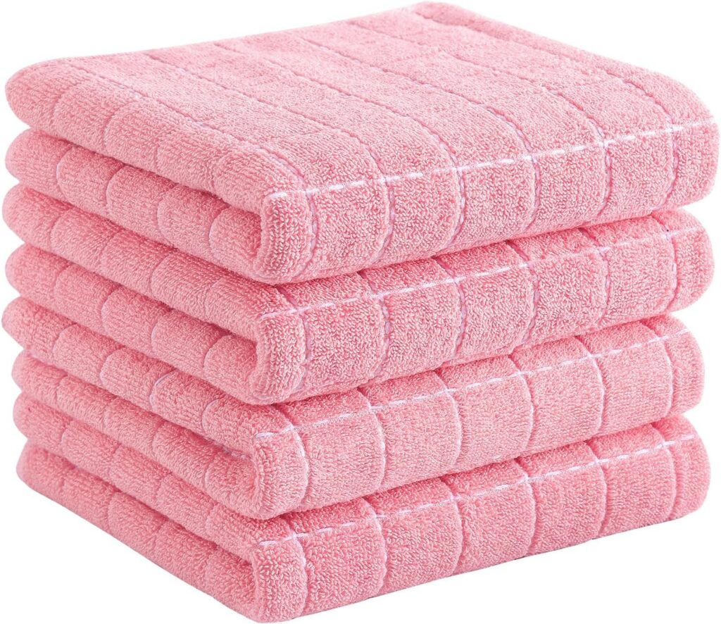 pink checkered cotton kitchen towels 4 pack 13x28 dish towels
