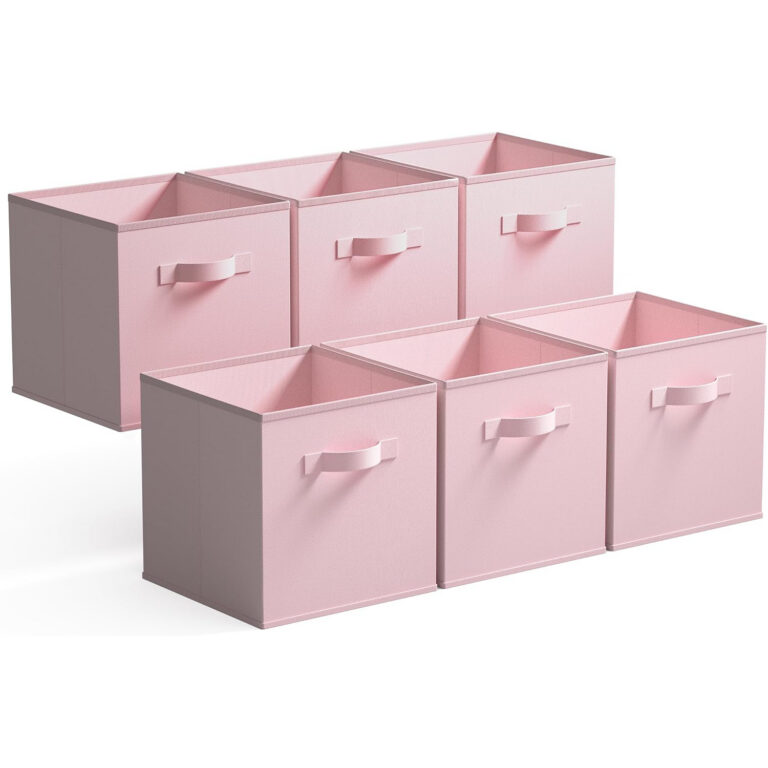 pink cube storage bins 13x13 fabric collapsible closet organizer baskets 6 pack