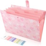 pink expanding file folder accordion organizer 5 pockets portable document holder