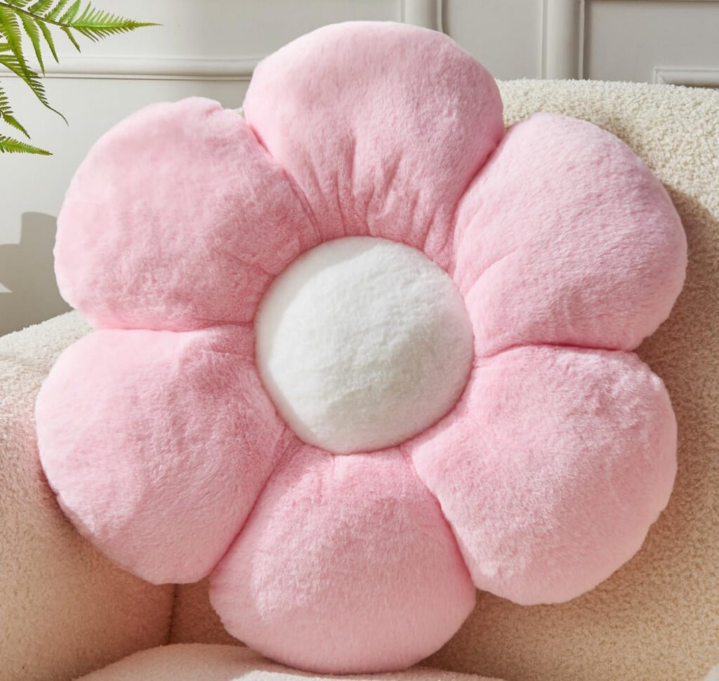 pink flower shaped plush pillow cushion for sofa bed decor