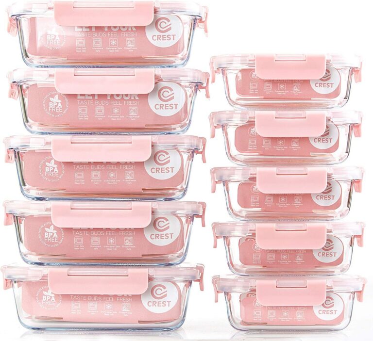 pink glass meal prep containers 10 pack airtight food storage with lids