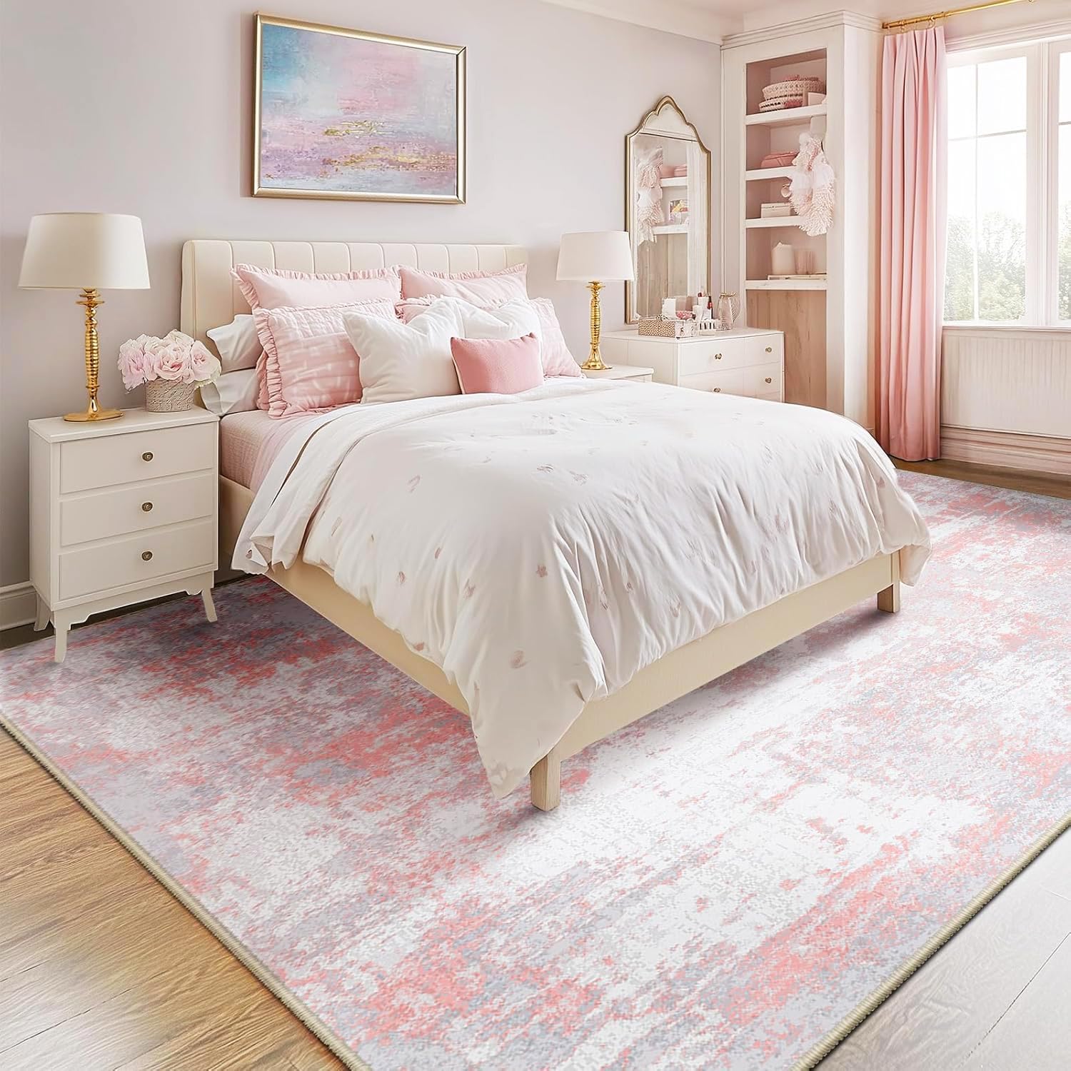 pink-grey-abstract-area-rug-8x10-washable pink grey abstract area rug 8x10 washable non slip modern soft living room rug