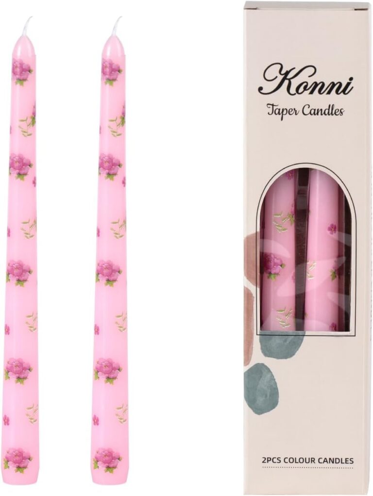 pink peony taper candles 10 inch unscented smokeless decorative candlesticks set of 2