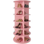 pink rotating shoe rack 6 tier spinning carousel shoe organizer tower