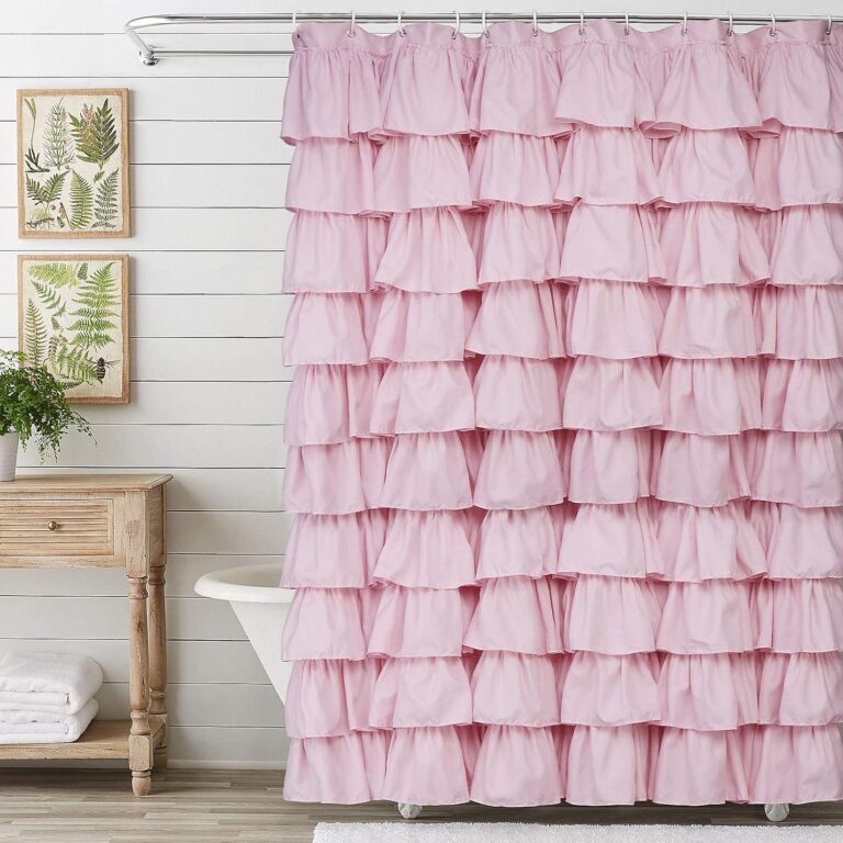 pink ruffle shower curtain farmhouse fabric cloth 72x72 bathroom curtain