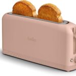 pink slim toaster long slot 2 slice compact kitchen toaster blossom