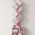 pink tree shaped bookshelf narrow 6 tier storage organizer with drawers