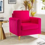 pink velvet accent chair with gold legs modern upholstered armchair living room