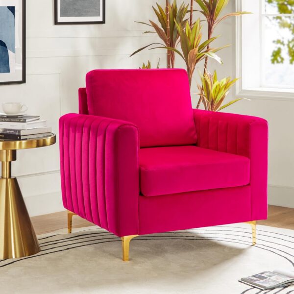 pink velvet accent chair with gold legs modern upholstered armchair living room