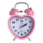 pink twin bell alarm clock with night light silent non ticking