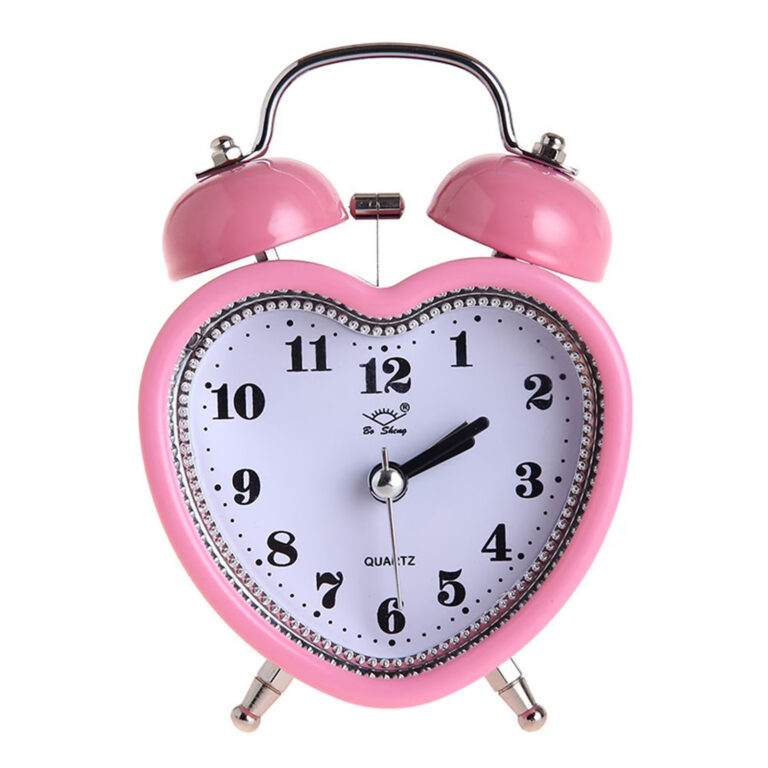 pink twin bell alarm clock with night light silent non ticking