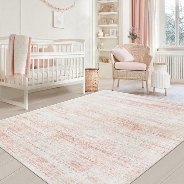 pink vintage washable area rug 5x7 soft non slip nursery living room rug