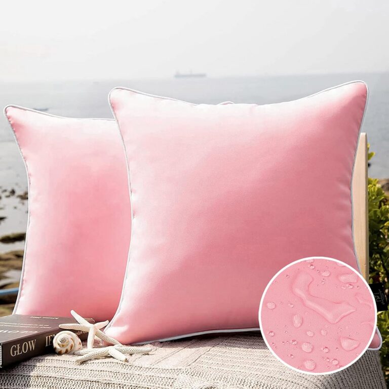 pink waterproof outdoor throw pillow covers 18x18 set of 2 square cushion cases
