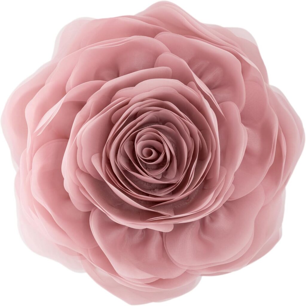 rose round flower pillow velvet decorative floral cushion 14 inch