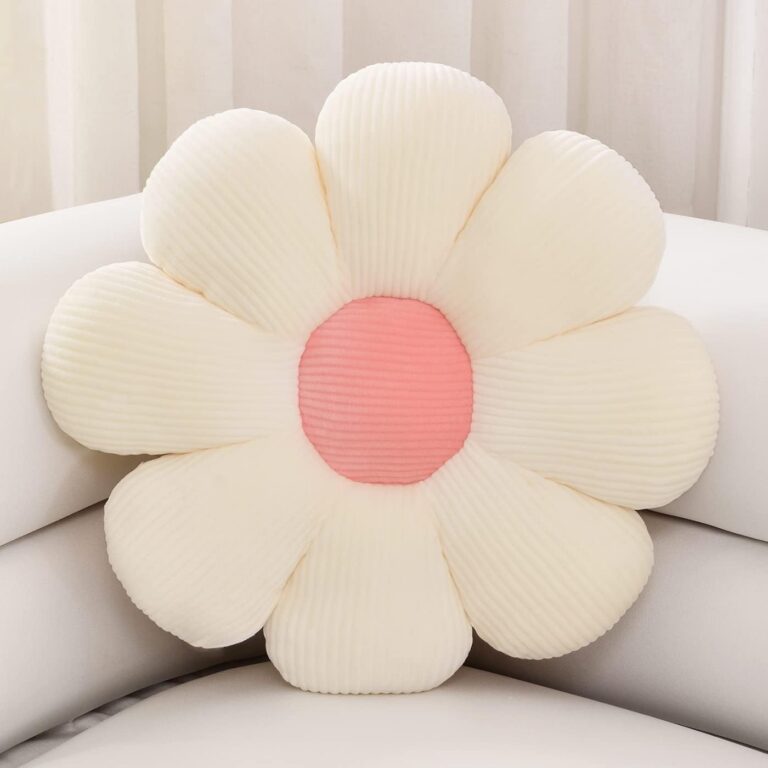 white flower shaped plush floor pillow large seating cushion 29.5 inch