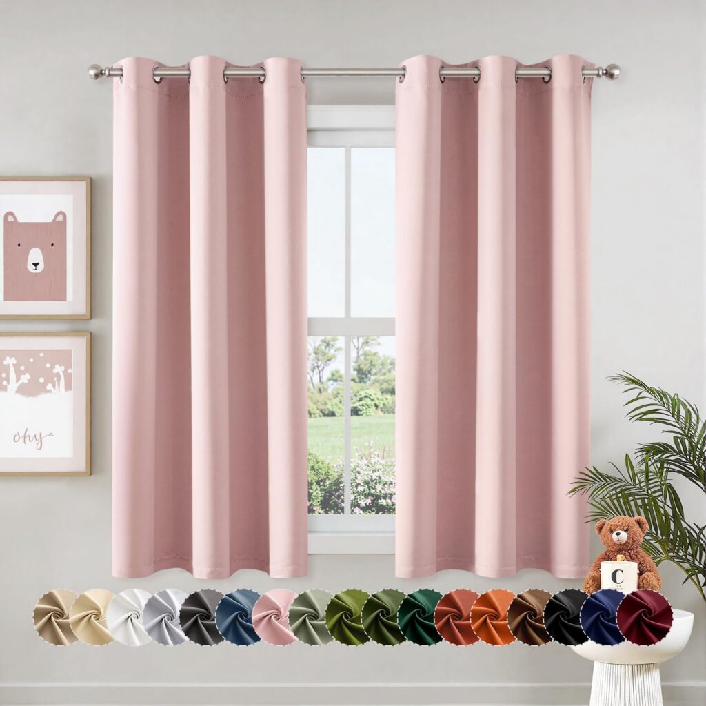 baby pink blackout curtains solid thermal insulated grommet bedroom curtains