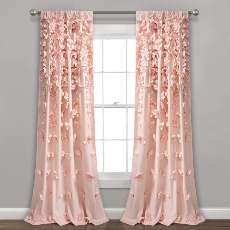 blush pink bow curtain panel coquette light filtering window drape