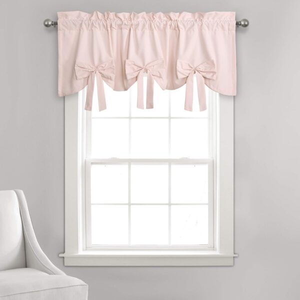 blush bow valance curtain scalloped light filtering coquette window treatment