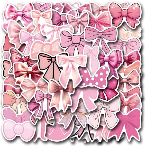 pink coquette bow aesthetic vinyl stickers waterproof laptop water bottle decals