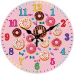 pink colorful donut candy wall clock 12 inch round battery operated non ticking wall clock