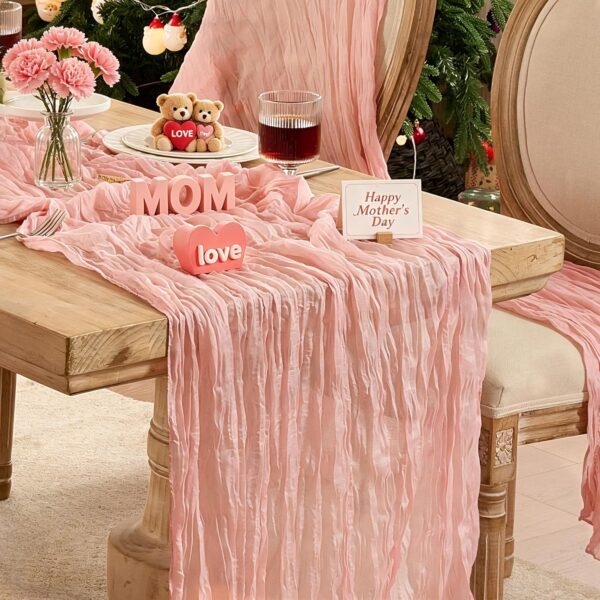 dusty pink cheesecloth table runner boho rustic gauze wedding party table decor