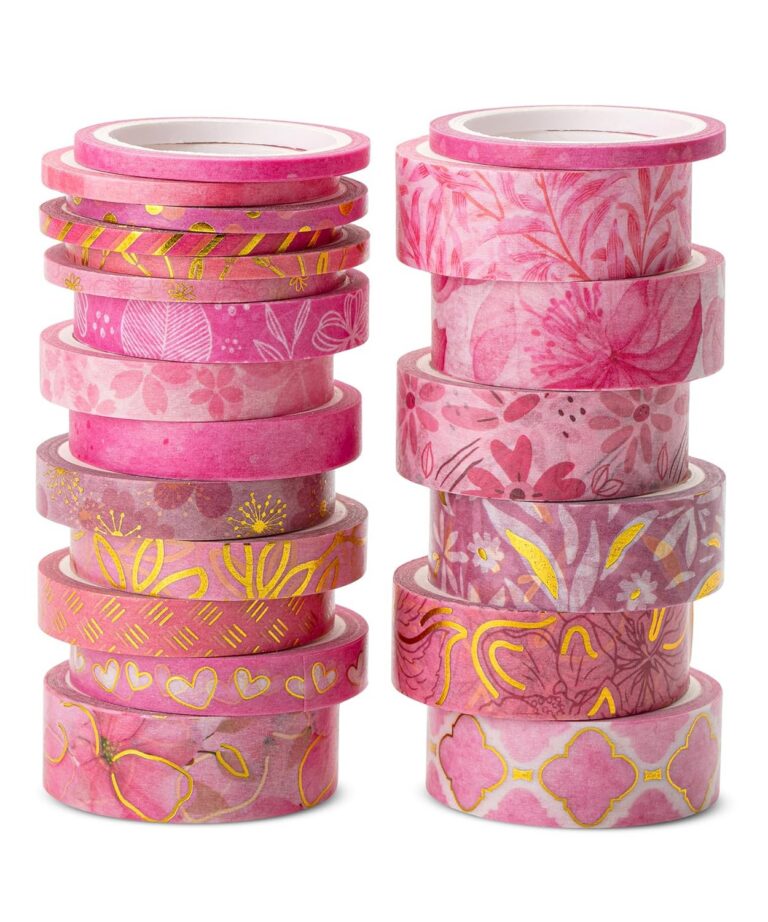 floral pink washi tape set 21 rolls decorative craft tape for journaling and scrapbooking