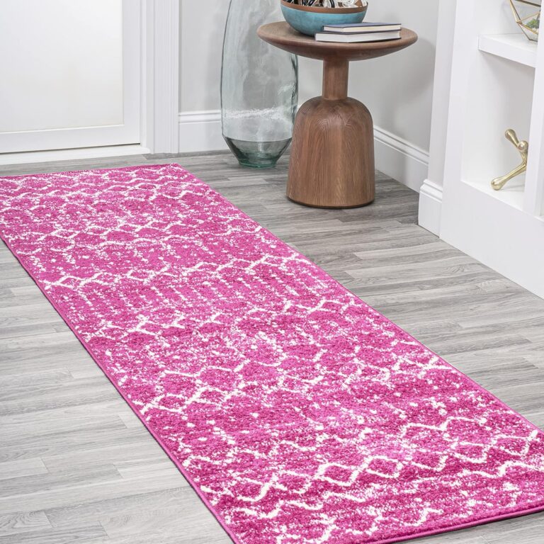 fuchsia ivory boho moroccan diamond runner rug vintage washable hallway kitchen rug