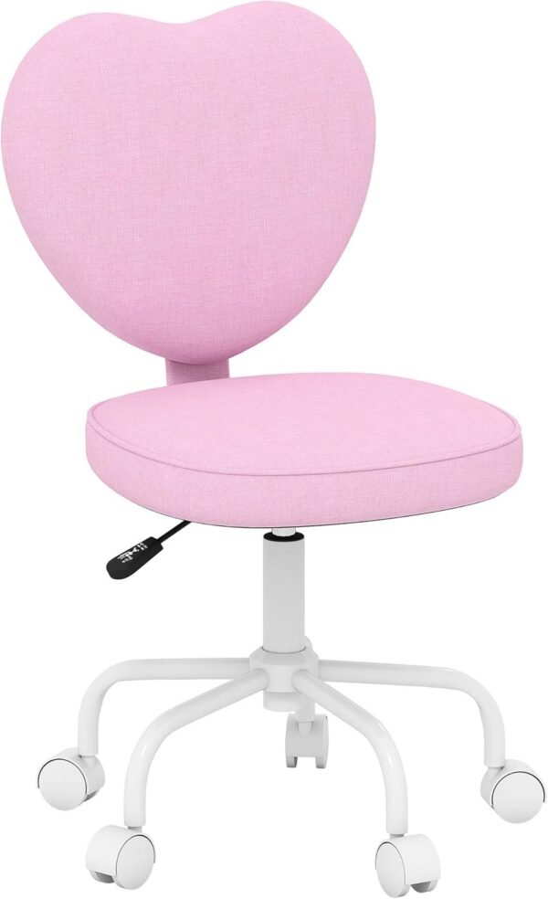pink heart shaped vanity desk chair with wheels adjustable swivel makeup office chair