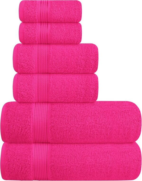 hot pink cotton towel set 6 piece bath hand towels washcloths bathroom set