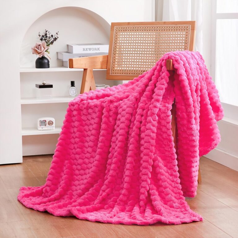 hot pink fleece throw blanket 50x60 plush soft flannel microfiber jacquard