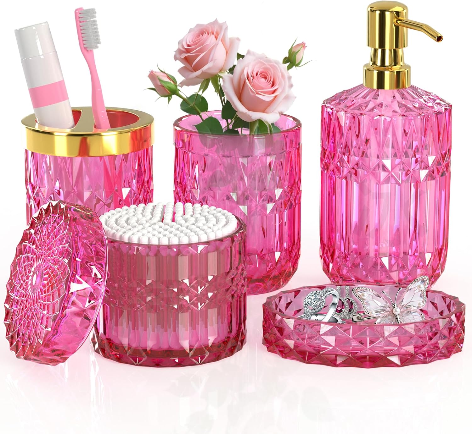 hot-pink-glass-bathroom-accessories-set-5pcs hot-pink-glass-bathroom-accessories-set-5pcs