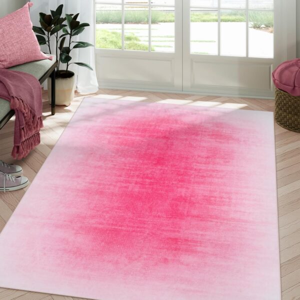 hot pink ombre washable non-slip faux wool area rug for bedroom nursery dorm or playroom