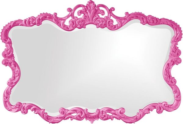 hot pink ornate wall mirror victorian baroque glossy rectangular frame