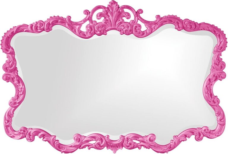 hot pink ornate wall mirror victorian baroque glossy rectangular frame