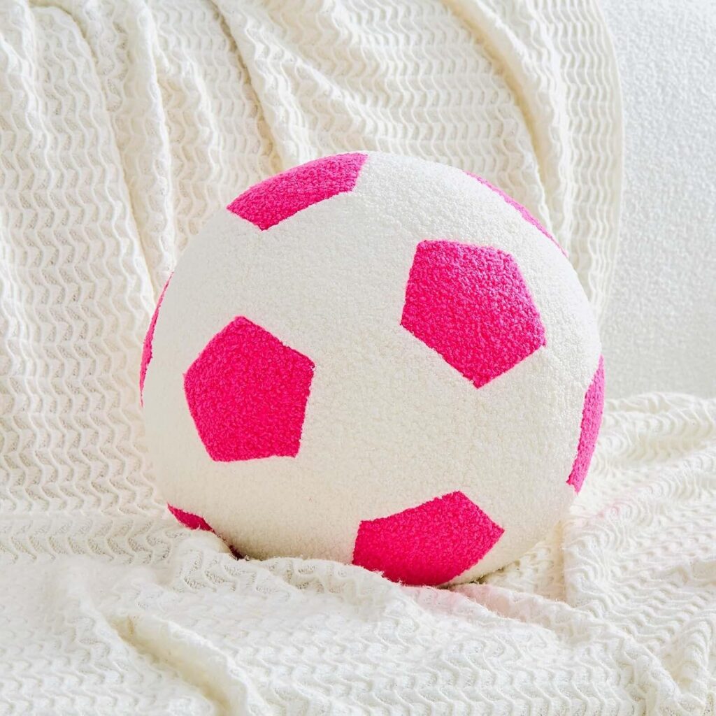 hot pink soccer ball round throw pillow plush decorative cushion for bedroom sofa couch