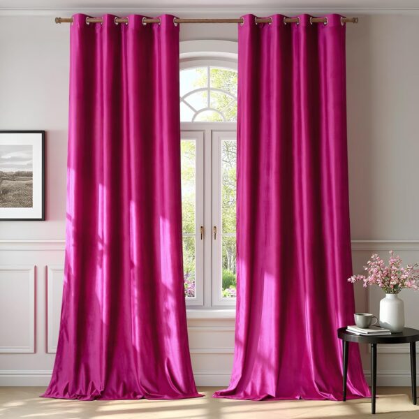 hot pink velvet curtains room darkening thermal insulated grommet drapes
