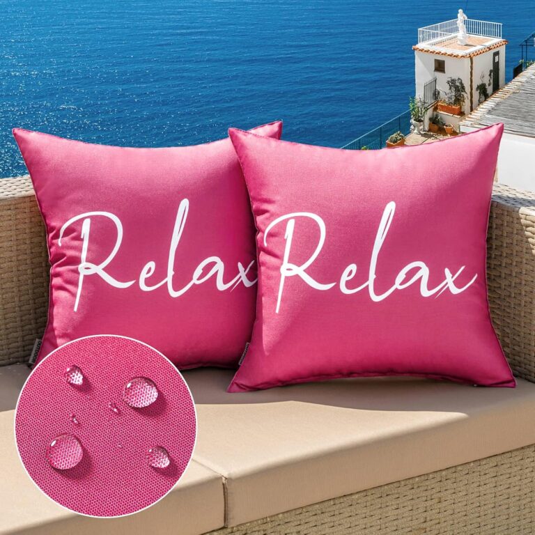 hot pink waterproof outdoor throw pillow covers set for patio garden sofa chairs