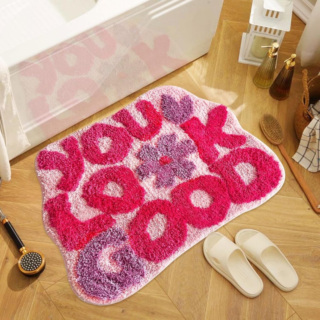 hot pink you look good bath rug non slip microfiber washable mat