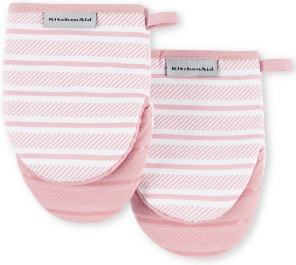 pink dried rose mini oven mitts with silicone grip cotton heat resistant kitchen gloves